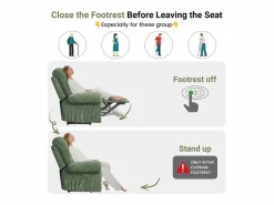 DripeX Relájate sillón de terciopelo eléctrico de sillón, silla de ocio ajustable con USB, respaldo ajustable, antiestático con reposapiés - 96x97x104cm Verde