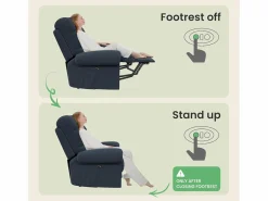 Outlet Relájate sillón de terciopelo eléctrico de teddy, silla de ocio ajustable con USB, anti -estatal con reposapiés - 96x97x104cm Sillón Escandinavo