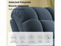 Outlet Relájate sillón de terciopelo eléctrico de teddy, silla de ocio ajustable con USB, anti -estatal con reposapiés - 96x97x104cm Sillón Escandinavo