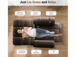 DripeX Relájate sillón de terciopelo eléctrico de teddy, silla de ocio ajustable con USB, anti -estatal con reposapiés - 96x97x104cm marrón