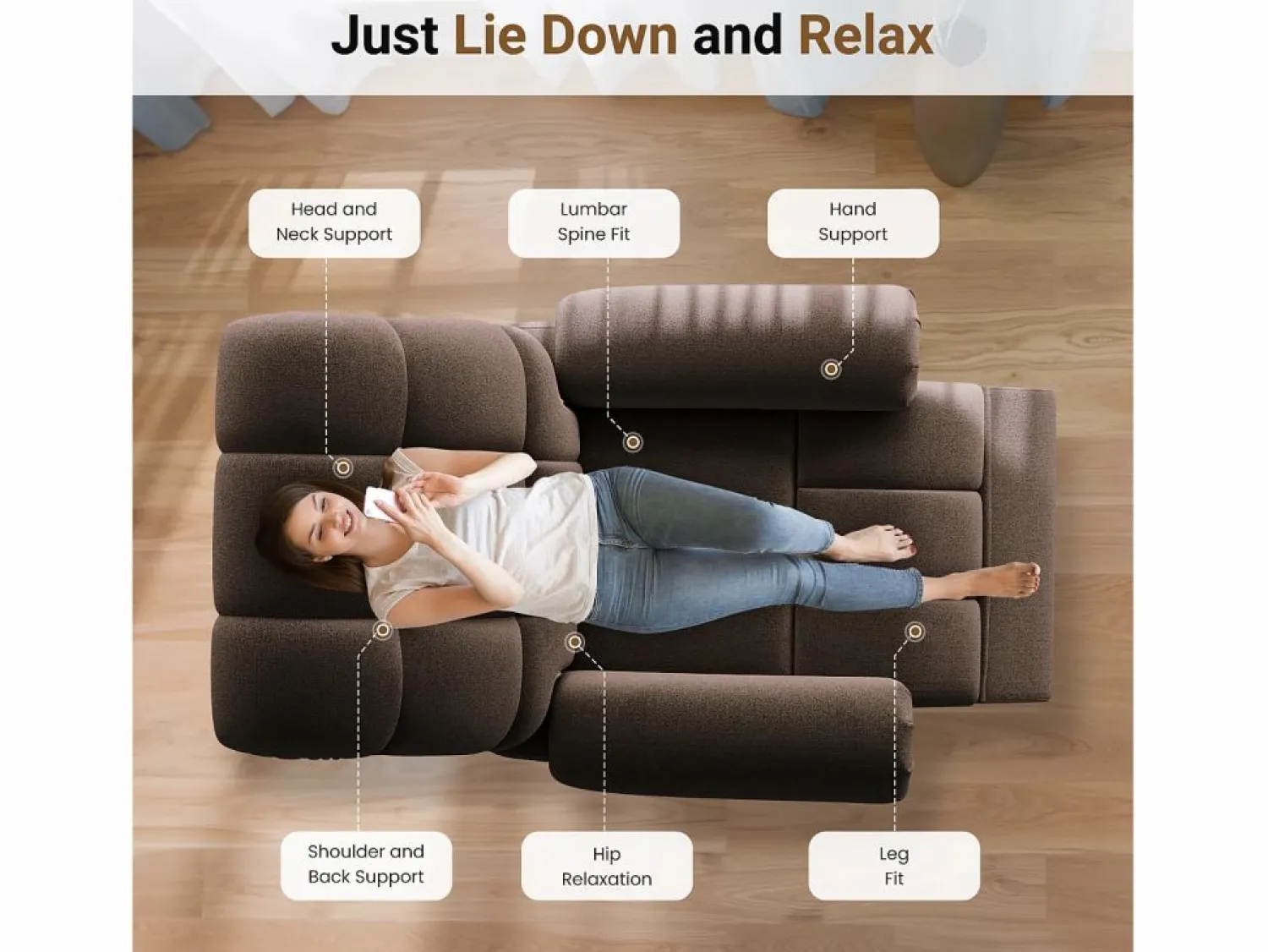 DripeX Relájate sillón de terciopelo eléctrico de teddy, silla de ocio ajustable con USB, anti -estatal con reposapiés - 96x97x104cm marrón