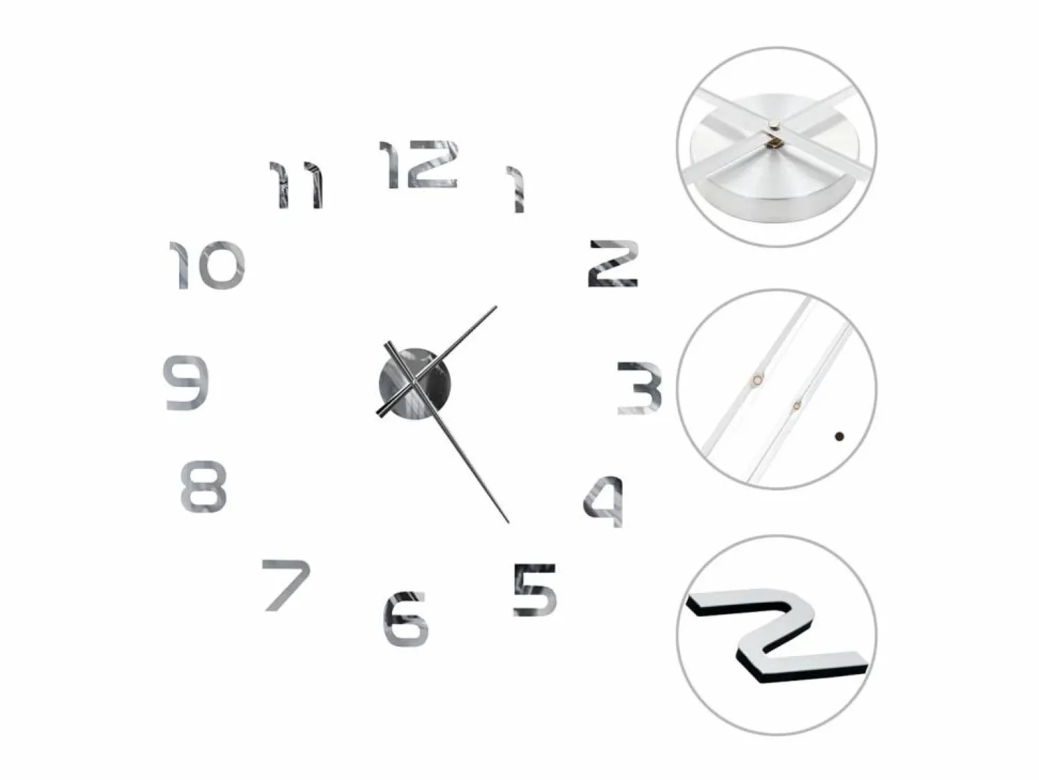 Reloj 3D de pared con diseño moderno 100 cm XXL ES798058 Reloj De Pared
