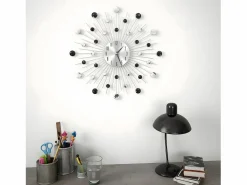 Hot Reloj de pared con movimiento de cuarzo diseño moderno 50 cm ES147532 Plateado