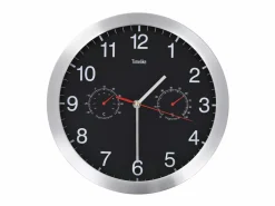 Clearance Reloj de pared de cuarzo higrómetro y termómetro 30 cm ES935509 Negro