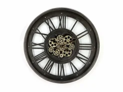 OZAIA Reloj de pared de engranajes - metal y vidrio - D. 60 cm - Negro - ASTORIA