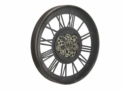 OZAIA Reloj de pared de engranajes - metal y vidrio - D. 60 cm - Negro - ASTORIA