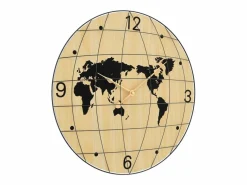 Reloj de pared de madera de ingeniería y negro Ø50 cm ES702449