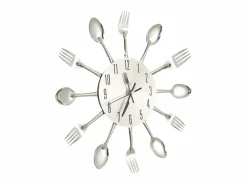 New Reloj de pared diseño cuchara y tenedor 31 cm aluminio ES906791 Plateado