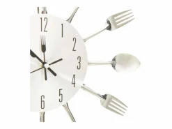 New Reloj de pared diseño cuchara y tenedor 31 cm aluminio ES906791 Plateado