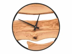 Sale Reloj de pared hierro y madera de olivo marrón Ø35 cm ES871804 Reloj De Pared