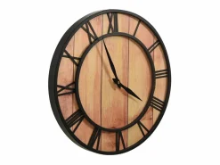 Reloj de pared MDF y hierro marrón y negro 39 cm ES943398