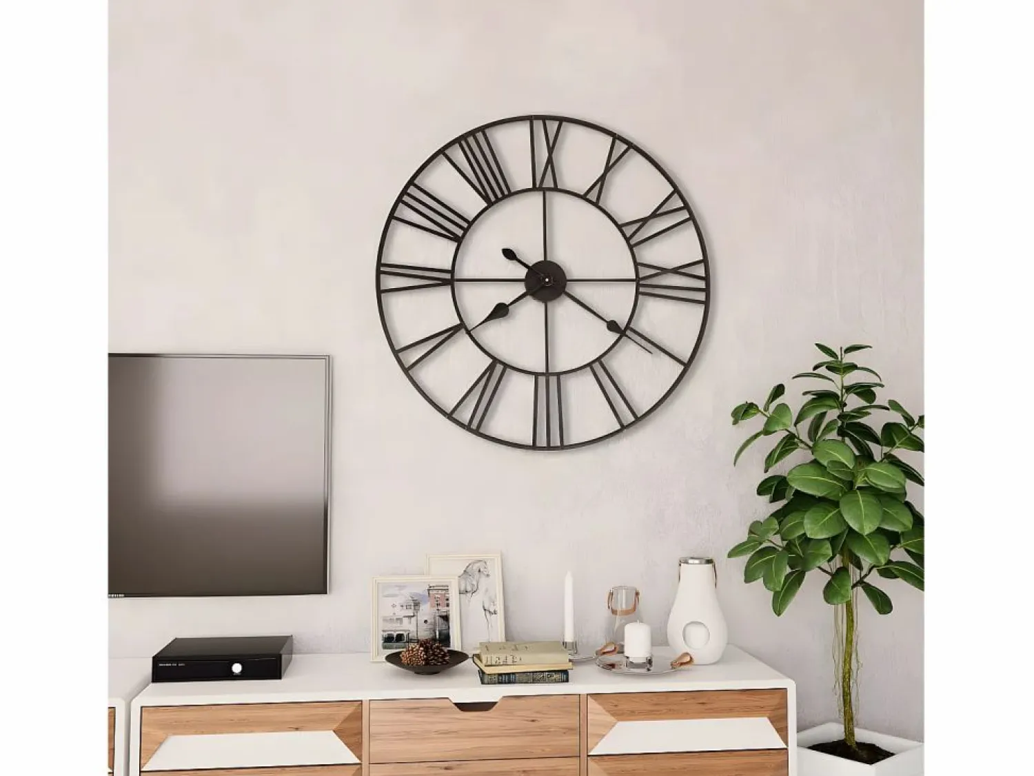 Reloj de pared vintage movimiento cuarzo metal 80 cm XXL ES400434