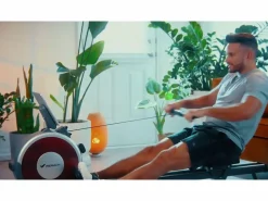 MERACH Remo Magnético para Casa , 16 Niveles, LCD, Bluetooth, Doble Riel, Ultra Silencioso, 160kg, Asiento Ergonómico, Plegable, Compatible con APP