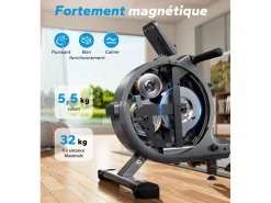 MERACH Remo Magnético para Casa , 16 Niveles, LCD, Bluetooth, Doble Riel, Ultra Silencioso, 160kg, Asiento Ergonómico, Plegable, Compatible con APP