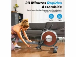 MERACH Remo Magnético para Casa , 16 Niveles, LCD, Bluetooth, Doble Riel, Ultra Silencioso, 160kg, Asiento Ergonómico, Plegable, Compatible con APP