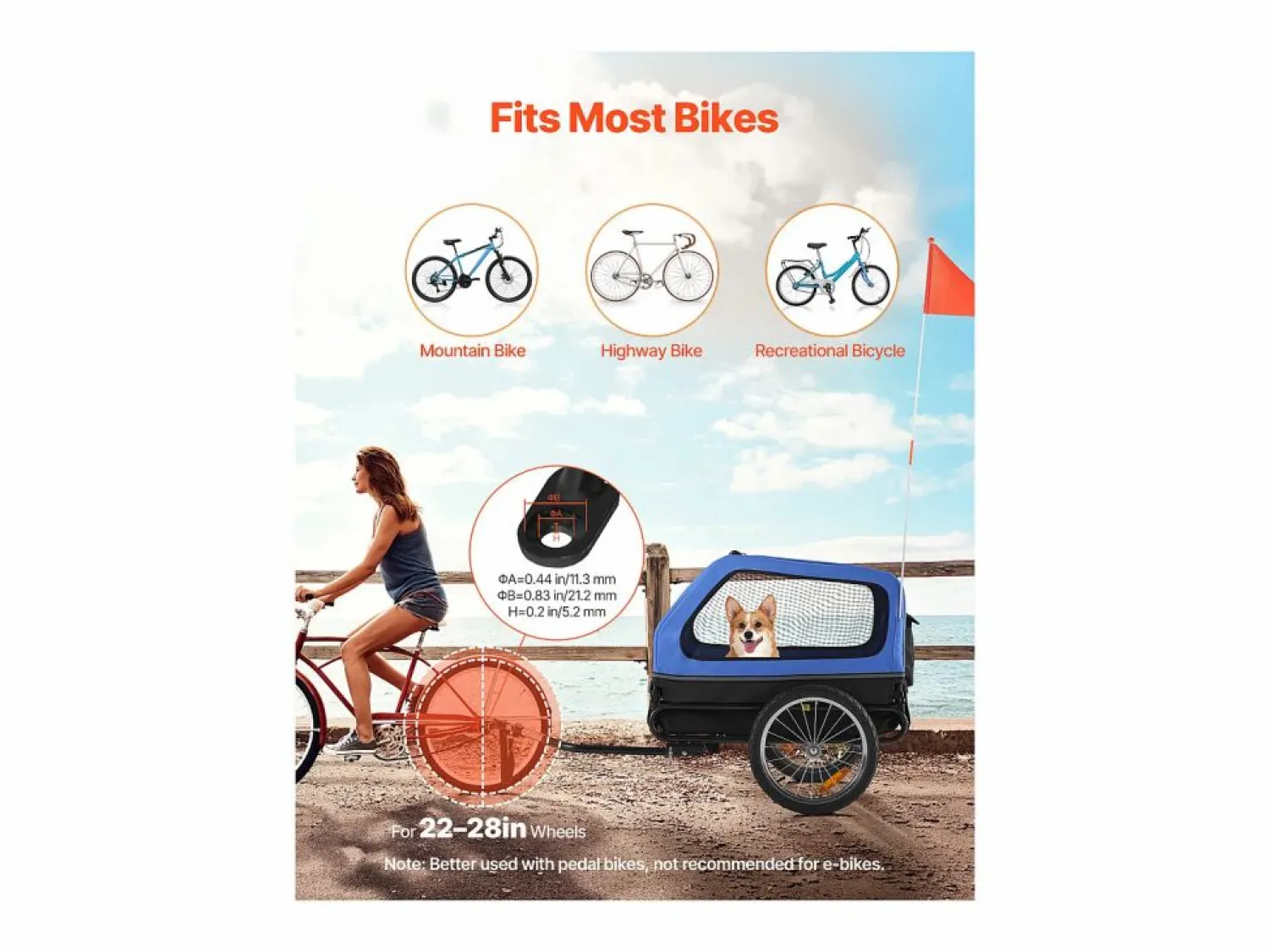 Remolque bicicleta SucceBuy para Perro, Carga 40 kg, Porta Animales de Compañía de Bicicletas, Marco Plegable Fácil con Rueda a Liberación Rápida, Reflector