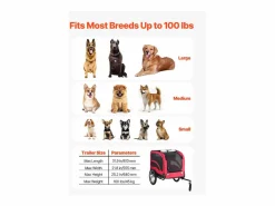 Sale Remolque bicicleta SucceBuy para Perro, Carga 45 kg, Porta Animales de Compañía de Bicicletas, Marco Plegable Fácil con Rueda a Liberación Rápida, Reflector Rojo