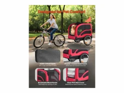 Sale Remolque bicicleta SucceBuy para Perro, Carga 45 kg, Porta Animales de Compañía de Bicicletas, Marco Plegable Fácil con Rueda a Liberación Rápida, Reflector Rojo