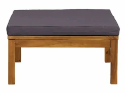 Reposapiés con cojín oscuro madera maciza de acacia ES53142