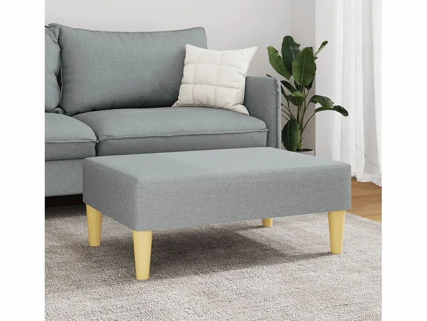 Outlet Reposapiés de tela claro 77x55x31 cm Gris