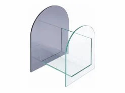 Vente-unique Revistero de vidrio templado - Transparente y gris - DUSILLA