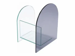 Vente-unique Revistero de vidrio templado - Transparente y gris - DUSILLA