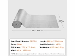 Clearance Rollo Aislante Reflectante Doble SucceBuy con Núcleo de Espuma y Barrera Radiante de 122 CM x 1524CM Panel De Pared