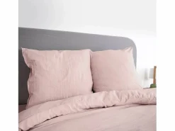 Sweeek Ropa de cama de microfibra lavada color rosa, 2 plazas