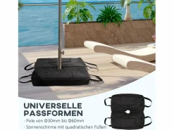 New Saco de arena para sombrilla, 2 bolsas rellenables de 50 kg, tela Oxford, negro (50 x 50 x 18 cm)