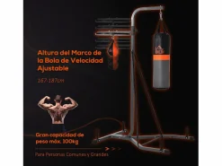 Online Saco de boxeo colgante con soporte negro y gris 115x157x221 cm Aparato De Musculación