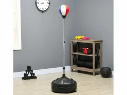 Clearance Saco de boxeo con soporte, altura regulable de 147 a 165 cm, cuero, negro (48x48x147-165 cm) Aparato De Musculación