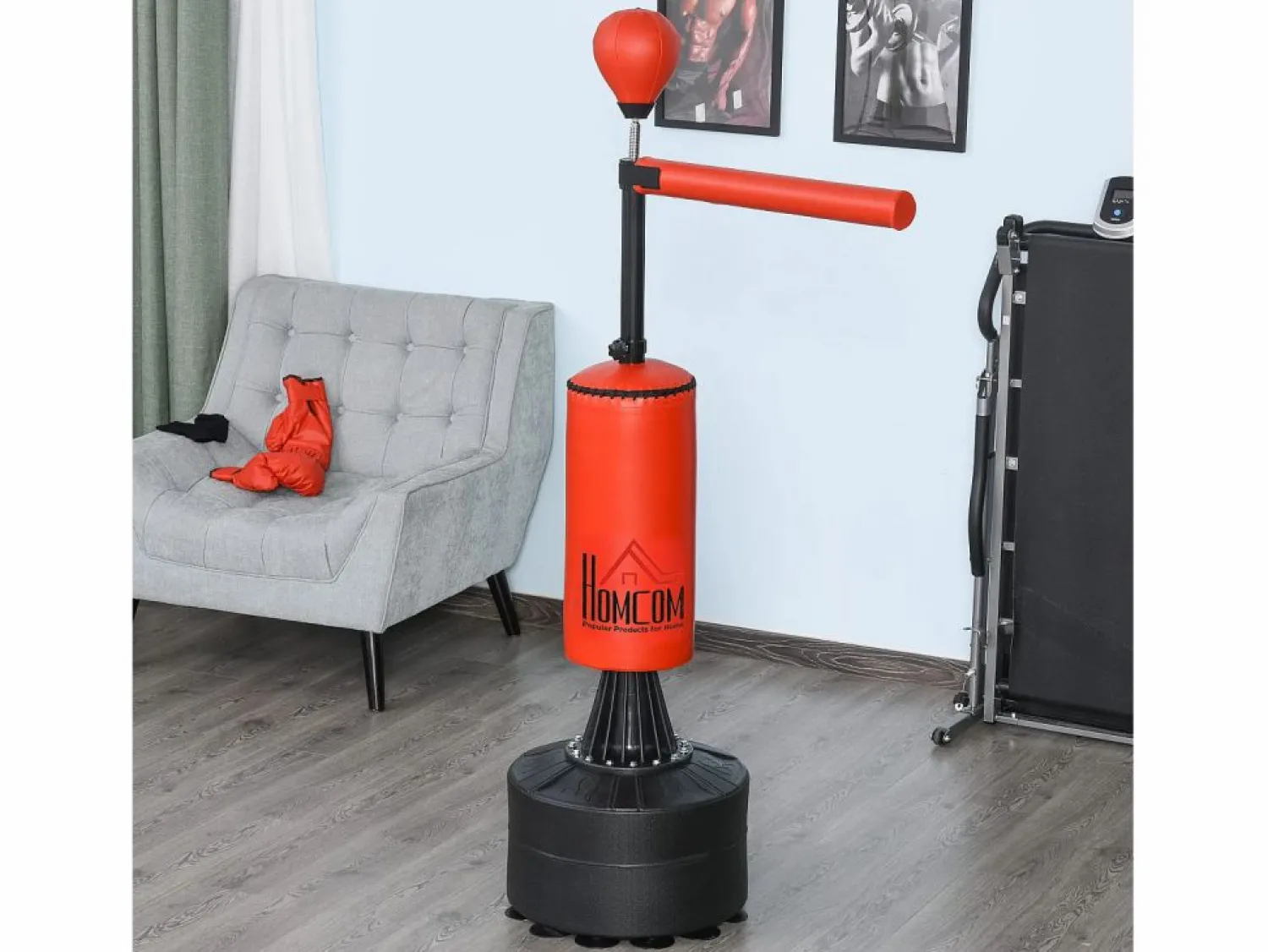 Online Homcom Saco de boxeo de pie negro y rojo 88x48x205 cm Multicolor