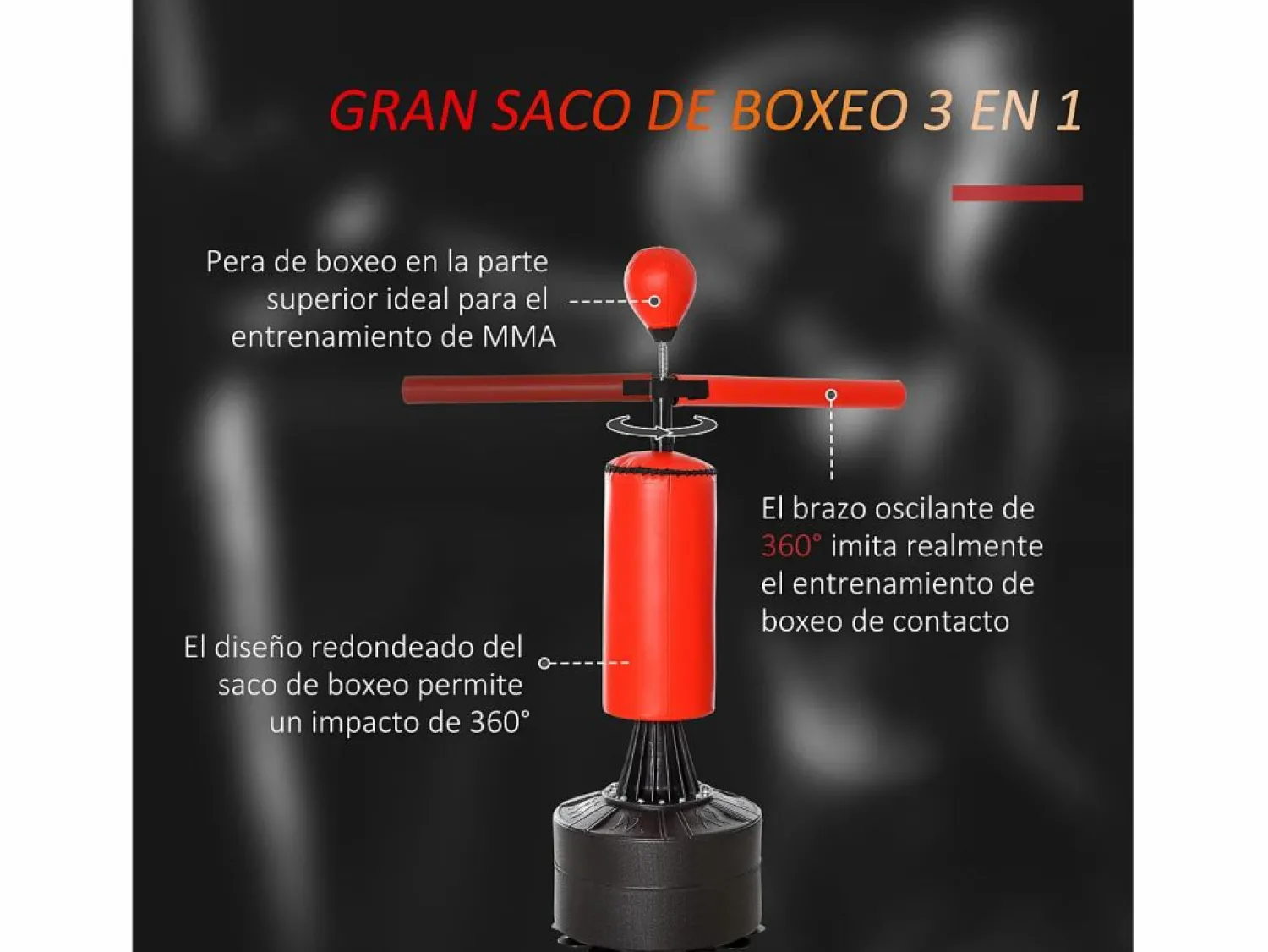 Online Homcom Saco de boxeo de pie negro y rojo 88x48x205 cm Multicolor
