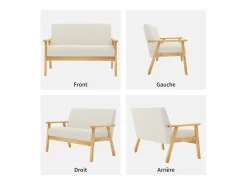 New Sala de estar moderna del sofá de 2 a la plantilla, en Teddy Fleece, Wooden Sneting, , 107x60x76cm Sofá Escandinavo|Sofá De Terciopelo