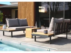Dcb Garden Salón de jardín 4 pl de madera de acacia y aluminio