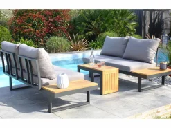 Dcb Garden Salón de jardín 4 pl de madera de acacia y aluminio