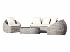 Discount Dcb Garden Salón de jardín 5 plazas de resina trenzada redonda Gris