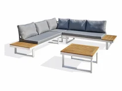 Online Salón de jardín 5 plazas en madera de acacia y aluminio Salones De Jardín