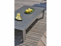 Hot Paris Garden Salón de jardín 5 plazas en aluminio y reposabrazos en HPL Gris antracita