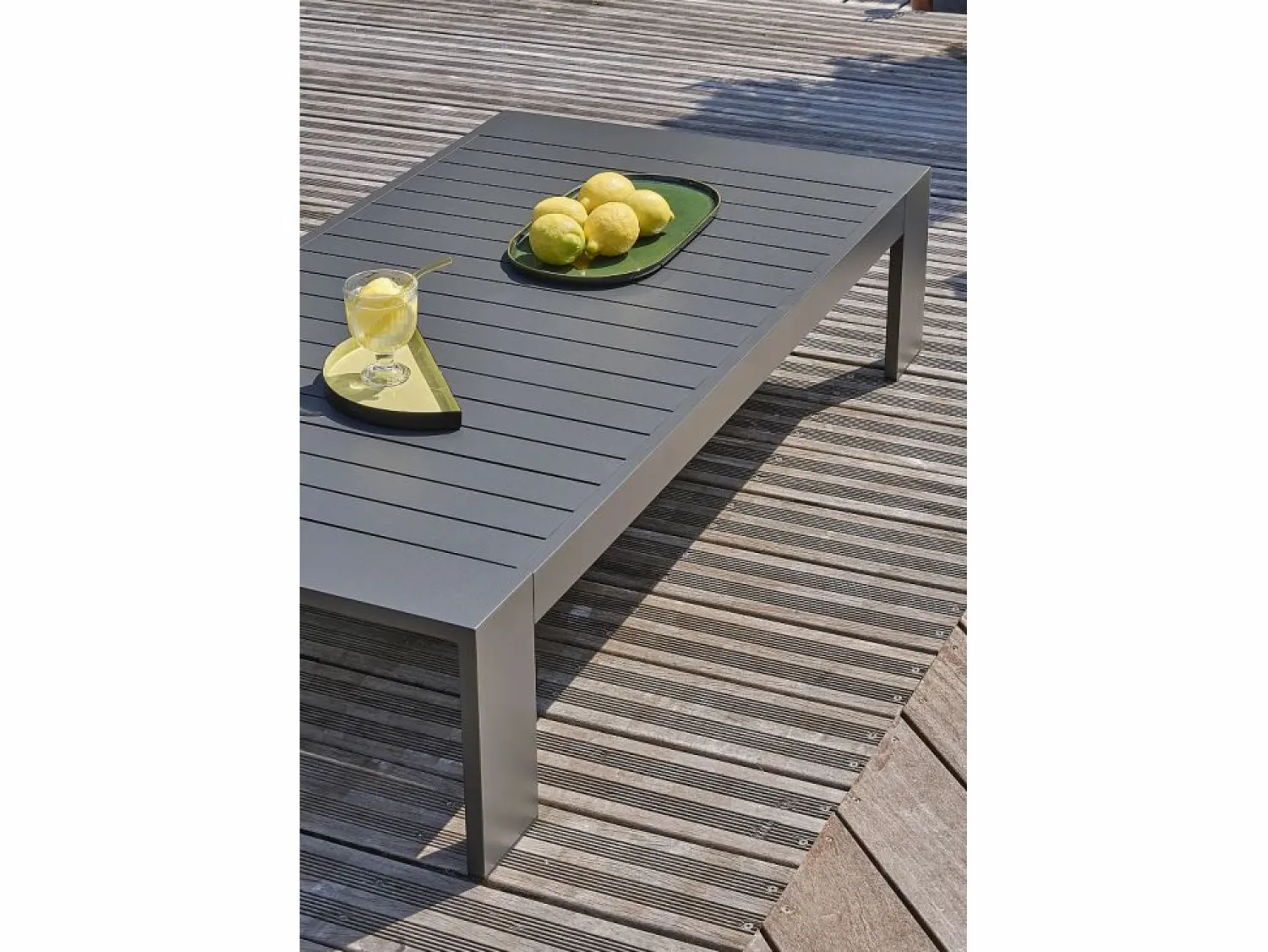 Hot Paris Garden Salón de jardín 5 plazas en aluminio y reposabrazos en HPL Gris antracita