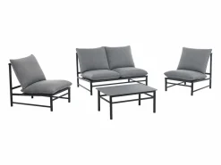 New Salón de jardín de aluminio: un sofá de 2 plazas, 2 sillones y una mesa de centro - Antracita - LISMO de Salones De Jardín