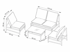 New Salón de jardín de aluminio: un sofá de 2 plazas, 2 sillones y una mesa de centro - Antracita - LISMO de Salones De Jardín