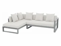 MYLIA Salón de jardín de aluminio con Sofá rinconera y mesa de centro - Taupe - MOLOKAI de
