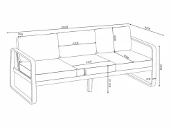 MYLIA Salón de jardín de aluminio: 1 sofá de 3 plazas y 1 mesa de centro - con cojines beige - LOMIA de