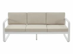 MYLIA Salón de jardín de aluminio: 1 sofá de 3 plazas y 1 mesa de centro - con cojines beige - LOMIA de