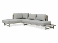 Discount Salón de jardín de esquina 6 plazas cuerda trenzada y aluminio Salones De Jardín