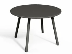 MYLIA Salón de jardín de metal: 2 sillones bajos apilables y mesas apilables