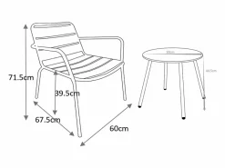 Sale MYLIA Salón de jardín de metal verde kaki: 2 sillones bajos apilables y una mesa auxiliar Caqui