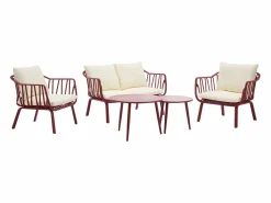 Sale MYLIA Salón de jardín de polipropileno y metal - Burdeos - LOYNA de Granate