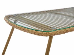 MYLIA Salón de jardín de resina trenzada sofá de 2 plazas y mesa de centro - Natural claro - LOUSINI